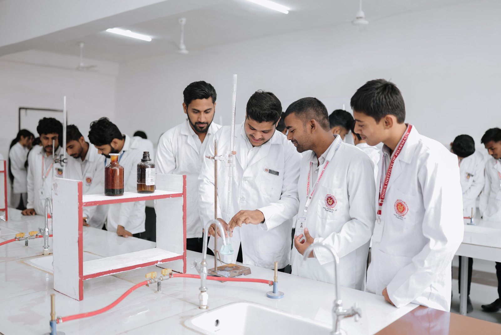 Pharmacy students in lab